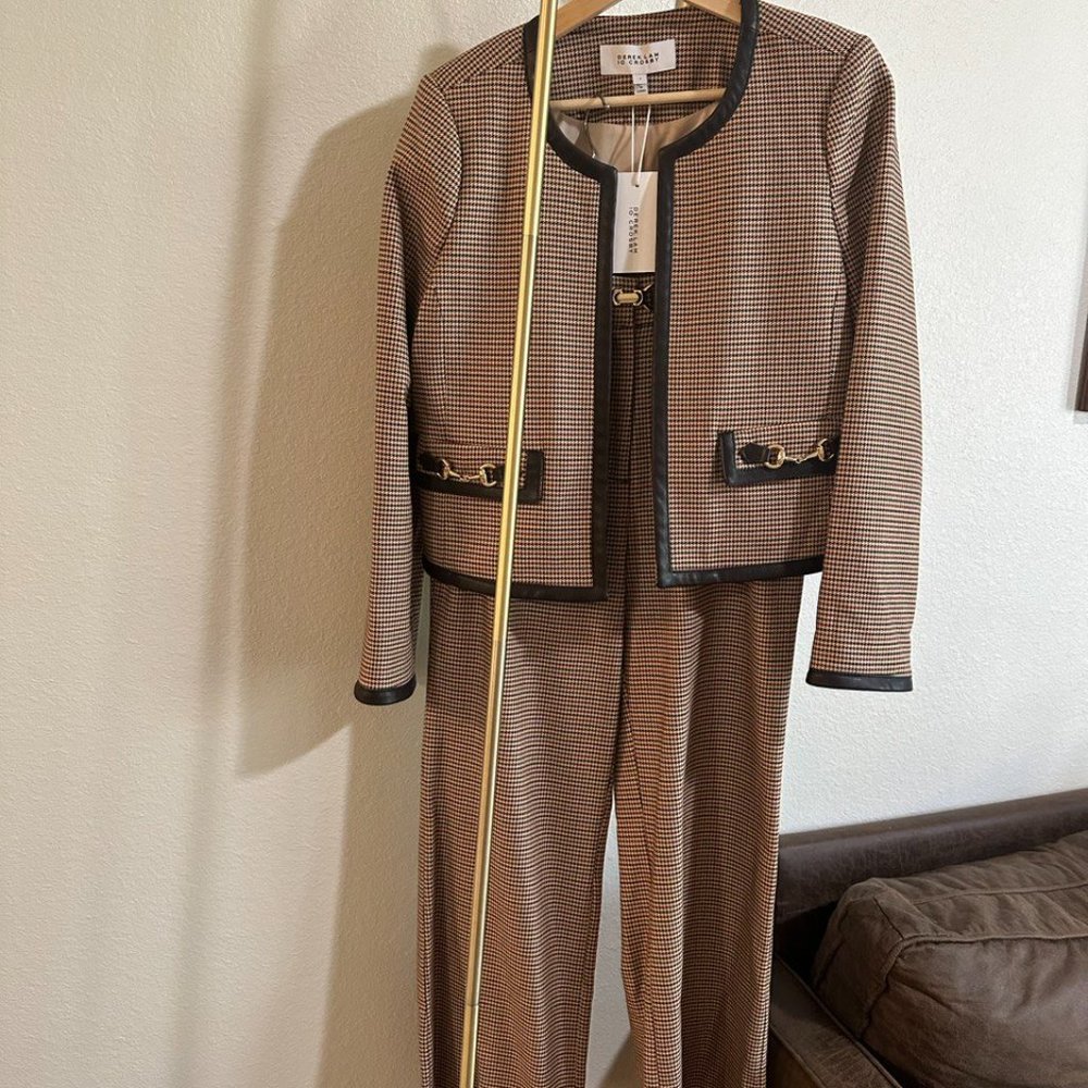 LAST CALL! Derek Lam 10 Crosby Suit Houndstooth Size 6 Color Camel